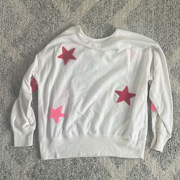Lou & Grey Star Applique Sweatshirt Cream Pink Red Size Medium - Picture 7 of 9